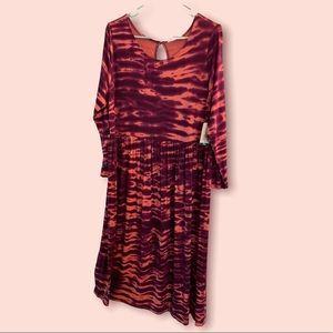 Terra & Sky Plus Tie Dye Babydoll Dress in Multi-Pink/Raspberry - 0X (14W)